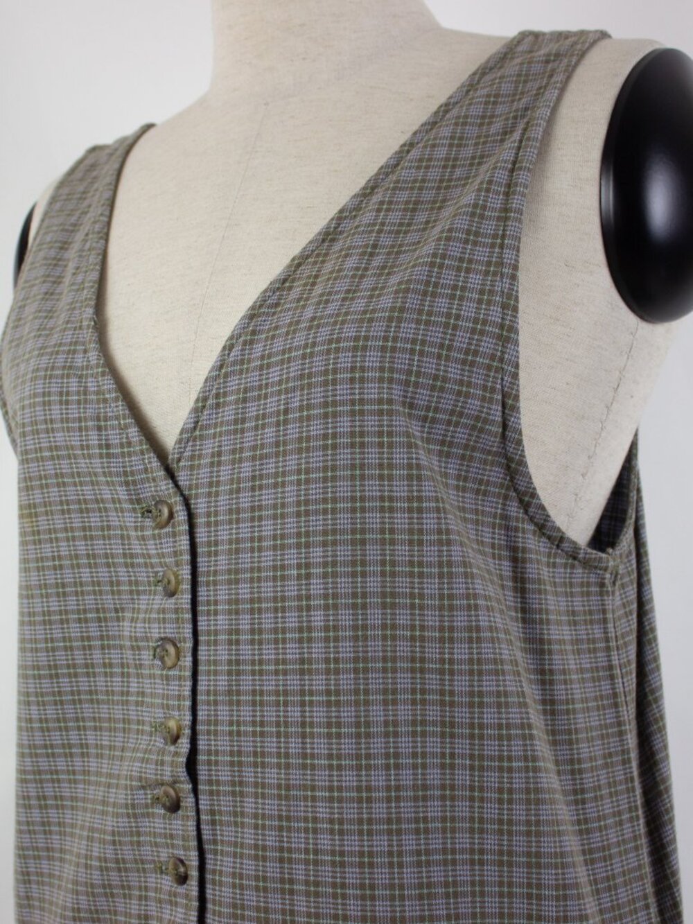 Vintage 90s GAP Button Up Jumper Maxi Dress Cottagecore Plaid - Picture 8 of 10